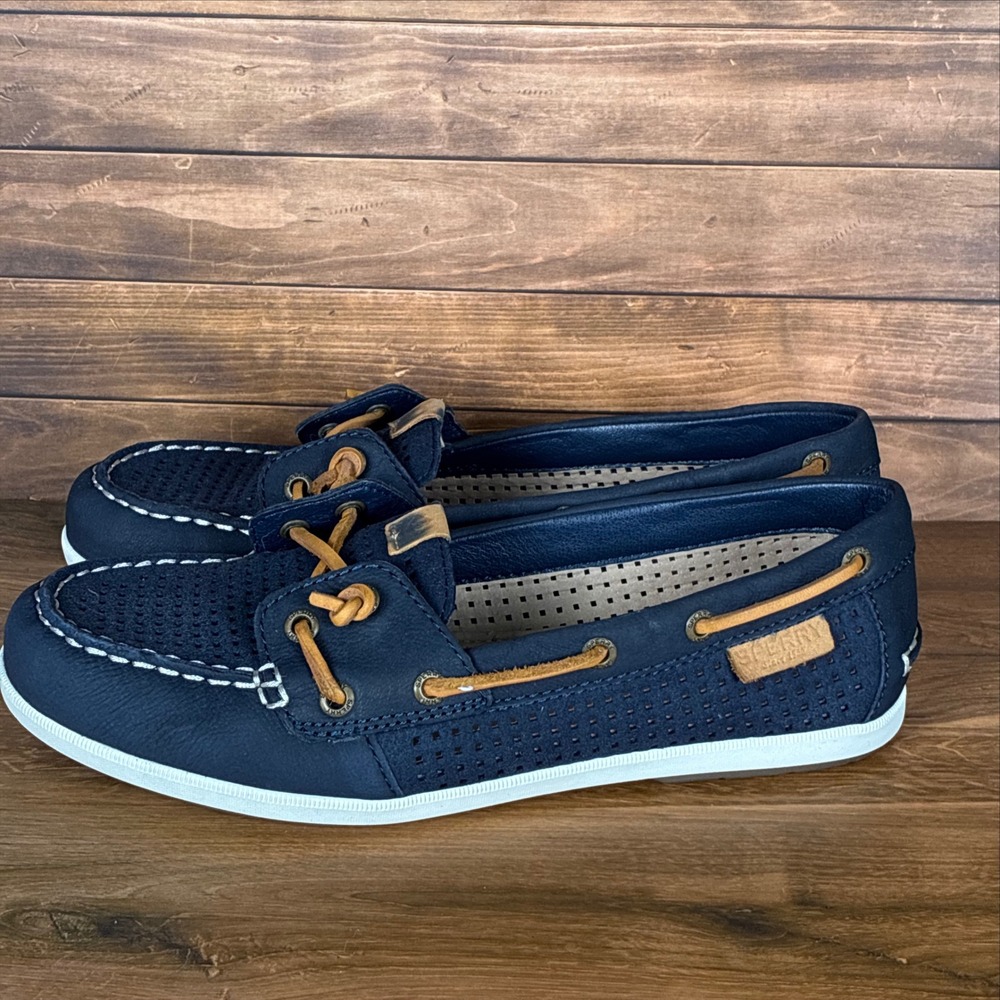 Sperry Top-Sider Navy Blue Perforated Leather Boat Shoes STS97970 Women 6.5W